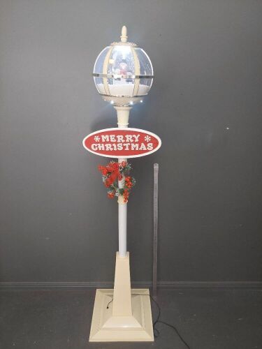 Merry Christmas Snow Globe Musical Street Pole Light