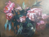 Original Oil on Canvas of Peonie's in a Vase by Wolfgang Lammle - 2