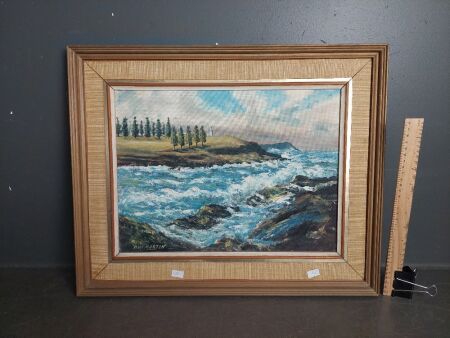 Sea Side Oil on Board - Signed P.W.Martin