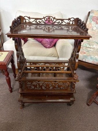 Victorian Magazine Rack on castors