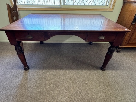 Large Wooden Vintage Desk with 2 Drawers