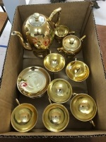 Gold Painted Porcelain Coffee Set - 15 Pieces