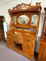 Antique White Cedar Side Board w. Bevelled Mirrors - 5