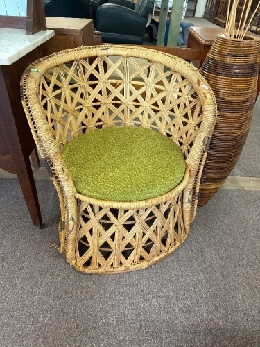 Mid Century Weaved Cane Chair