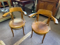 Pair Antique Bentwwood Arm Chairs in Beautiful Condition