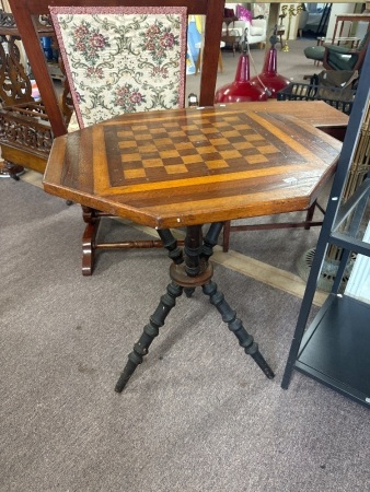 Octagonal Games Table with Carved Legs