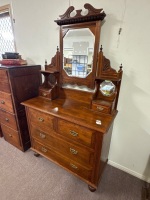 Beautiful Ornate Carved Dressing Table with Bevelled Mirrors