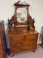 Beautiful Ornate Carved Dressing Table with Bevelled Mirrors - 2