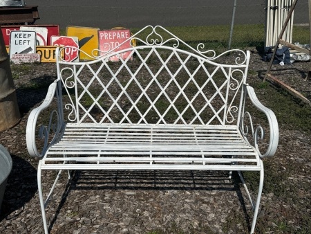 Vintage Steel Foldable Bench - White