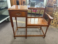 Antique Style Carved Telephone Table with Twisted Legs