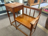 Antique Style Carved Telephone Table with Twisted Legs - 3