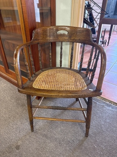 Antique Cane Seat Captains Chair