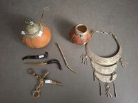 Mixed Lot - Including Thai Hill Tribe Necklace - Argentina Mata Bowl and Gourd Sugar Bowl - Brass Items - 2