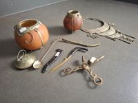 Mixed Lot - Including Thai Hill Tribe Necklace - Argentina Mata Bowl and Gourd Sugar Bowl - Brass Items - 3