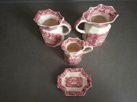 3 x Masons Red China Jugs - 1 x Small Bowl - 2