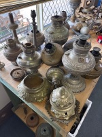 Mixed Collection of oil Lamp Bases and Parts - 2