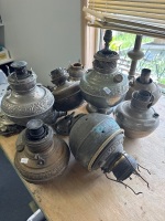 Mixed Collection of oil Lamp Bases and Parts - 3