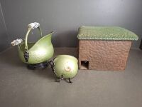 Green Coal Scuttle - Including Metal Kindling Box - 3