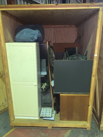 Storage Module Containing Modern & Office Furniture, Bike, TV, Bug Collection Etc