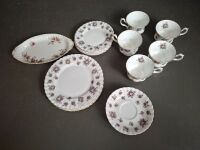 5 Peice Royal Albert Sweet Violets Tea Set - 1 Lavender Rose Plate - 2