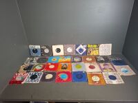 A Big Bundle of Mixed Genre 45 Sized Vinyl Records