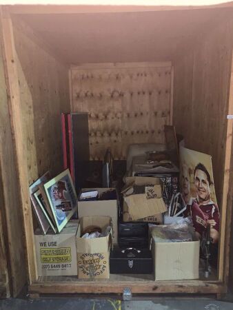 Storage Module Containing Table Tennis, TV, Records, Man Cave Prints, Box Lots Etc