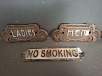 Large lot of Cast Signs - Ladies, Men, No Smoking & Private - 2