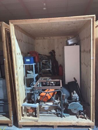 Storage Module Containing Tools, Car Parts, Bench Saw, Cupboard, Etc
