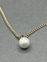 Dainty Gold Tone Chain with Faux Pearl Drop Pendant  - 2