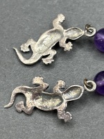 2 Sets of Earrings - Marked 925 - 1 x Hoop Style - 1 x Dangle with Gecko - 4