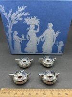 4x WedgeWood Silver Tea Pot Shaped Card Holders