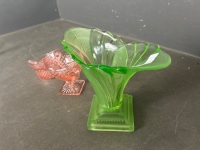 3 Piece Uranium Glasses - Includes 2x Pink Glasses in Princess Cut and 1x Green Glass - 3