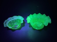 2 Uranium Glass Ruffle Shades - 2