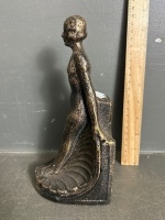 Heavy Cast Art Deco Lady Statue - 2