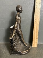 Heavy Cast Art Deco Lady Statue - 3