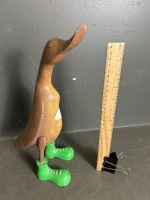 Heavy Cast Iron Duck in Green Boots