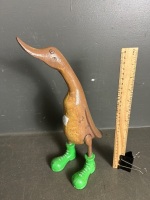 Heavy Cast Iron Duck in Green Boots - 2