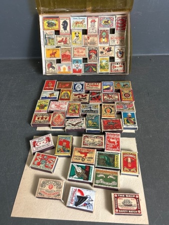 Large Collection of Vintage Match Boxes with Matches