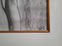 Charcoal Nude Framed Art signed AS - 2