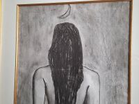 Charcoal Nude Framed Art signed AS - 3