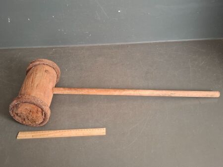 Large Vintage Wood & Iron Mallet