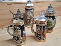 5x Mixed Sized Beer Steins - Made in Germany - 2