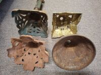 6 Mixed Sizes Oil Cast Iron Lamp Bases - 3