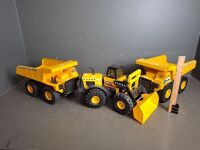 3 x Tonka Trucks - 2 x Dump Trucks - 1 x Front Loader