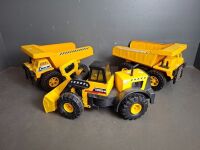 3 x Tonka Trucks - 2 x Dump Trucks - 1 x Front Loader - 2