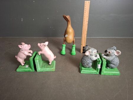 Koala Cast Bookends, Cast Piggy Bookends & Cast Duck