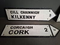 5 Cast Black & White Signs - Welcome, The Best Antiques are Old Friends, Kilkenny, Cork & In God We Trust - 2