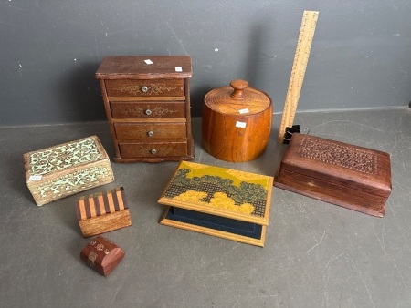 Assorted Lot of Wooden Jewlery/Utility Boxes