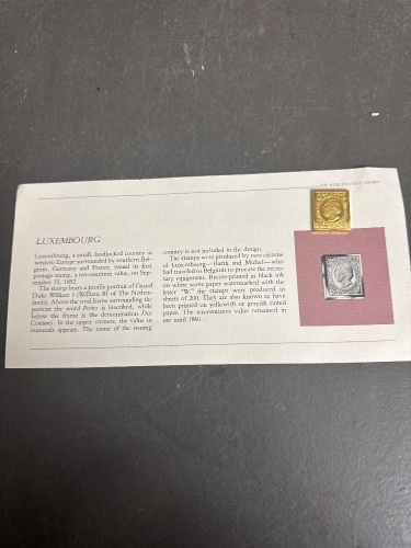 First Stamp Issue - 24 Carot Gold Plated on Stirling Silver - Luxembourg