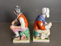 Pair of Staffordshire Figures - The Cobbler and HIs Wife - C.1870 - App 320 - 4